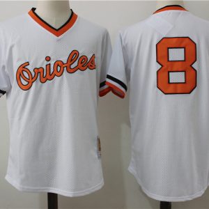 Men Baltimore Orioles #8 Cal Ripken Jr. Mitchell & Ness White 1985 Cooperstown Collection Batting Practice Stitched MLB Jersey