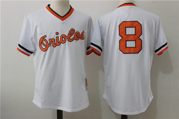 Men Baltimore Orioles #8 Cal Ripken Jr. Mitchell & Ness White 1985 Cooperstown Collection Batting Practice Stitched MLB Jersey