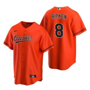 Men Baltimore Orioles #8 Cal Ripken Jr. Orange Cool Base Stitched MLB Jersey