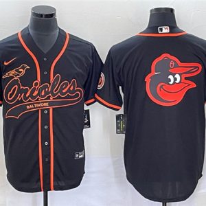 Men Baltimore Orioles Black Team Big Logo Cool Base Stitched Jersey