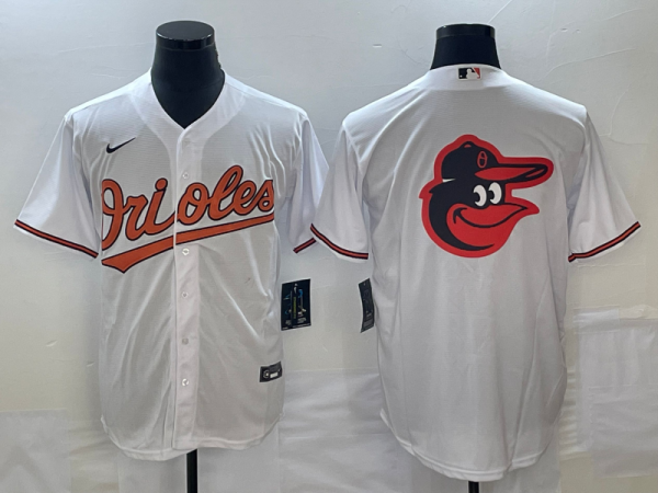 Men Baltimore Orioles White Team Big Logo Cool Base Stitched Jersey