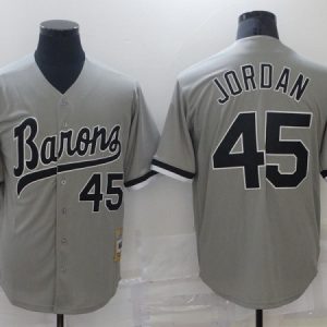 Men Birmingham Barons #45 Michael Jordan Gray Cool Base Stitched Jersey