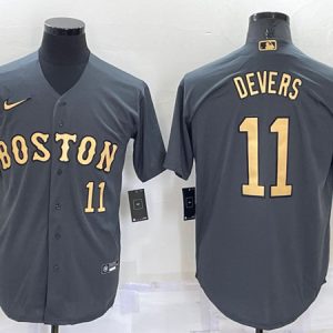 Men Boston Red Sox #11 Rafael Devers Charcoal 2022 All-star Cool Base Stitched Jersey