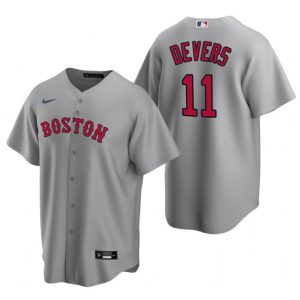 Men Boston Red Sox #11 Rafael Devers Grey Cool Base Stitched Jersey