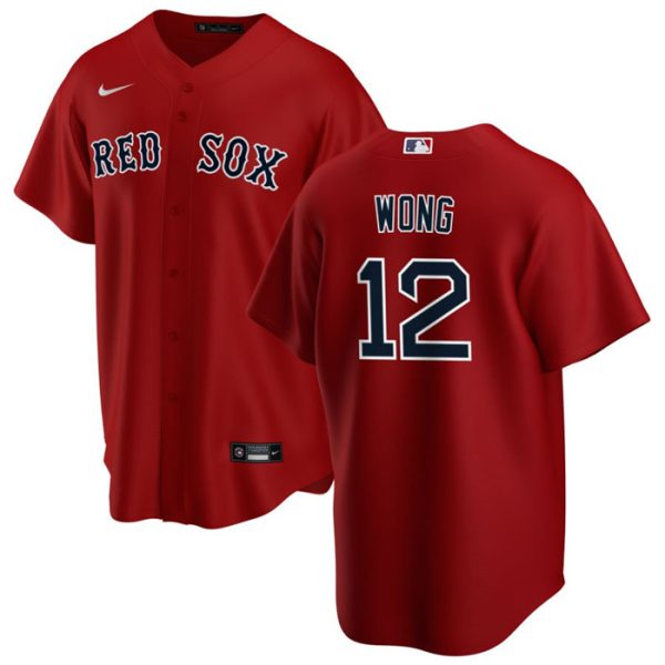 Men Boston Red Sox #12 Connor Wong Red Cool Base Stitched Jersey