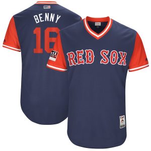 Men Boston Red Sox #16 Andrew Benintendi "Benny" Majestic Navy/Red 2018 Players' Weekend Jersey