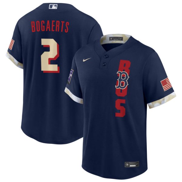 Men Boston Red Sox #2 Xander Bogaerts 2021 Navy All-Star Cool Base Stitched MLB Jersey