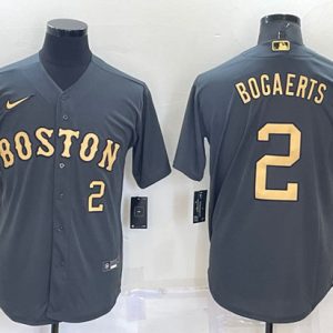 Men Boston Red Sox #2 Xander Bogaerts 2022 All-star Charcoal Cool Base Stitched Jersey