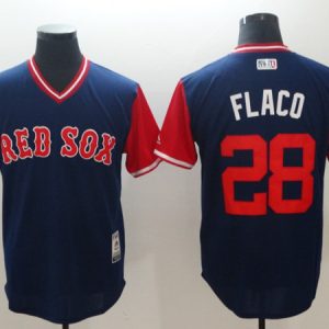 Men Boston Red Sox #28 J.D. Martinez Flaco Navy/Red 2018 Players Weekend Cool Base Stitched Jersey