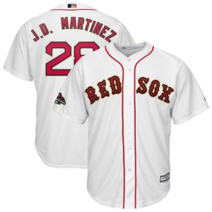 Men Boston Red Sox #28 J.D. Martinez Majestic White 2019 Gold Program Cool Base Stitched MLB Jersey