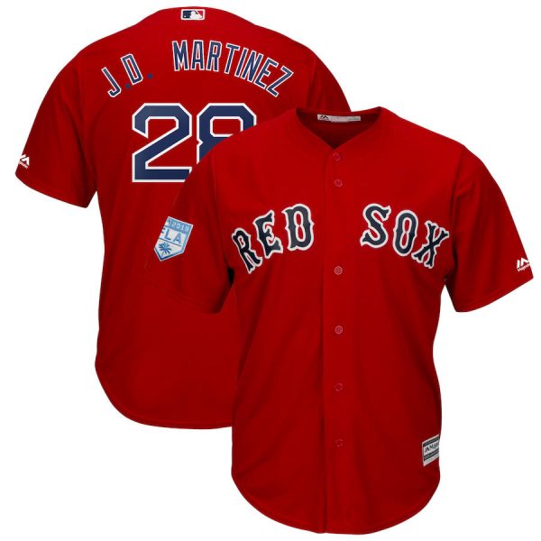 Men Boston Red Sox #28 J.D. Martinez Red 2019 Spring Training Cool Base Stitched MLB Jersey