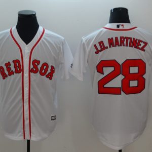 Men Boston Red Sox #28 J.D. Martinez White Cool Base Stitched MLB Jersey