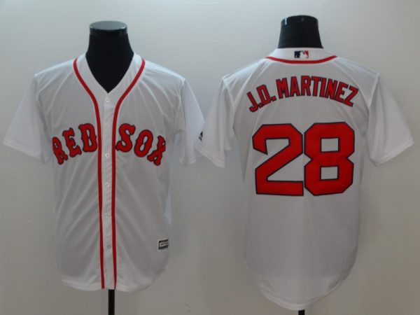 Men Boston Red Sox #28 J.D. Martinez White Cool Base Stitched MLB Jersey