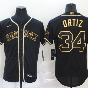 Men Boston Red Sox #34 David Ortiz 2020 Black Golden Flex Base Stitched MLB Jersey