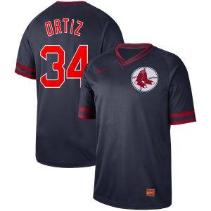 Men Boston Red Sox #34 David Ortiz Navy Cooperstown Collection Legend Stitched MLB Jersey