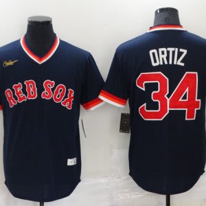 Men Boston Red Sox #34 David Ortiz Navy Stitched Baseball Jersey