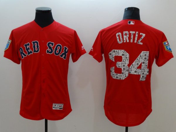 Men Boston Red Sox #34 David Ortiz White 2018 Spring Training Flexbase Stitched MLB Jersey