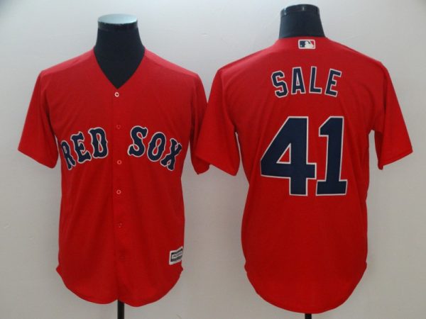 Men Boston Red Sox #41 Chris Sale Majestic Scarlet Cool Base Player Stitched MLB Jersey