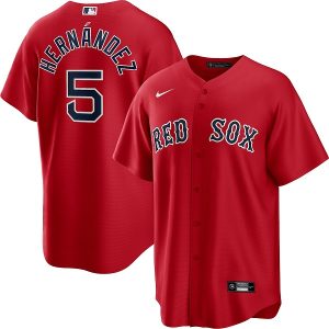 Men Boston Red Sox #5 Enrique Hernandez Red Cool Base Stitched Baseball Jersey