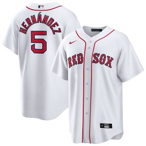 Men Boston Red Sox #5 Enrique Hernandez White Cool Base Stitched Baseball Jersey