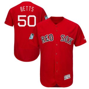 Men Boston Red Sox #50 Mookie Betts Majestic Scarlet 2017 Spring Training Flex Base Player Stitched MLB Jersey