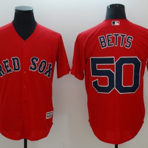 Men Boston Red Sox #50 Mookie Betts Red Cool Base Stitched MLB Jersey