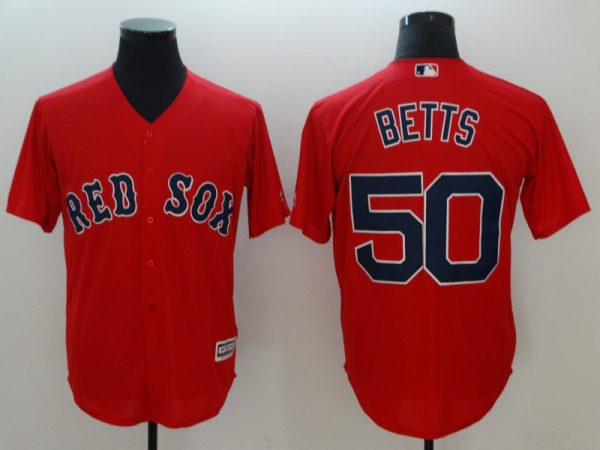 Men Boston Red Sox #50 Mookie Betts Red Cool Base Stitched MLB Jersey