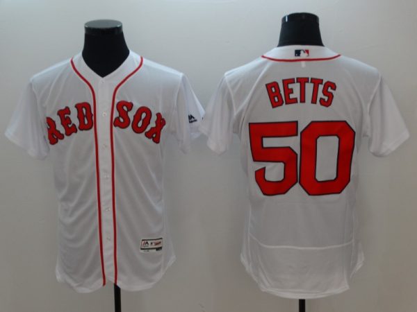 Men Boston Red Sox #50 Mookie Betts White Flexbase Stitched MLB Jersey