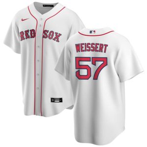 Men Boston Red Sox #57 Greg Weissert White Cool Base Stitched Baseball Jersey