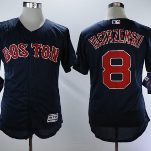 Men Boston Red Sox #8 Carl Yastrzemski Navy Throwback Flexbase Stitched MLB Jersey