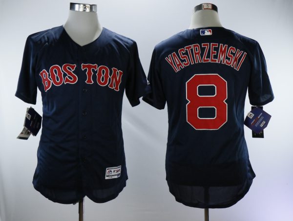 Men Boston Red Sox #8 Carl Yastrzemski Navy Throwback Flexbase Stitched MLB Jersey