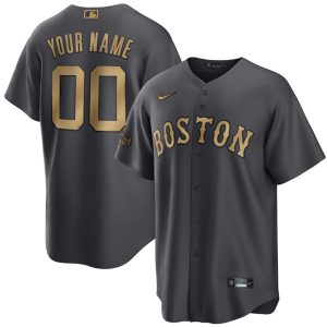 Men Boston Red Sox Active Player Custom Charcoal 2022 All-star Cool Base Stitched Jersey