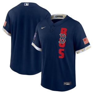 Men Boston Red Sox Blank 2021 Navy All-Star Cool Base Stitched MLB Jersey