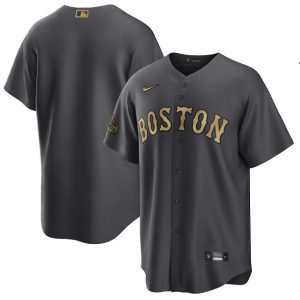 Men Boston Red Sox Blank Charcoal 2022 All-star Cool Base Stitched Jersey