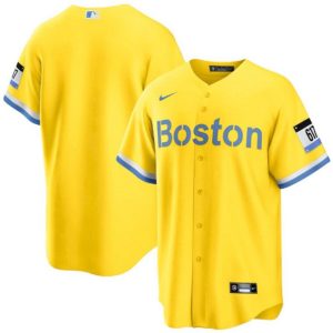 Men Boston Red Sox Blank Gold 2021 City Connect Stitched MLB Jersey