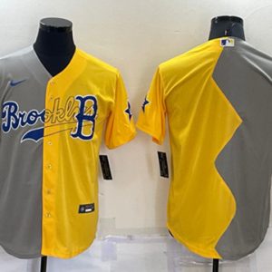 Men Boston Red Sox Blank Grey/Yellow Split Cool Base Stitched Jersey