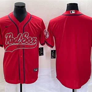 Men Boston Red Sox Blank Red With Patch Cool Base Stitched Baseball Jersey