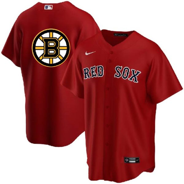 Men Boston Red Sox & Bruins Red Cool Base Stitched Baseball Jersey