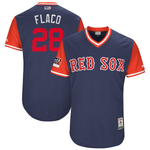 Men Boston Red Sox J.D. Martinez "Flaco" Majestic Navy/Red 2018 Players' Weekend Jersey