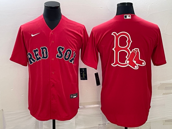 Men Boston Red Sox Red Team Big Logo Cool Base Stitched Jersey