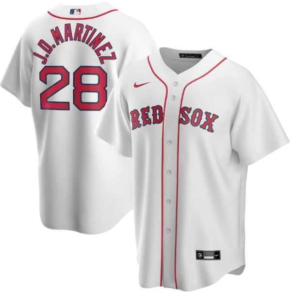 Men Boston Red Sox White #28 J.D. Martinez Cool Base Stitched MLB Jersey