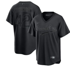 Men Brooklyn Los Angeles Dodgers #42 Jackie Robinson Black Pitch Black Fashion Replica Stitched Jersey