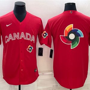 Men Canada Baseball 2023 Red World Baseball Big Logo With Patch Classic Stitched Jersey