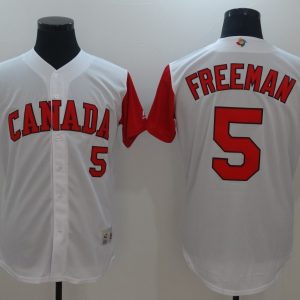 Men Canada Baseball #5 Freddie Freeman White 2017 World Baseball Classic Stitched WBC Jersey