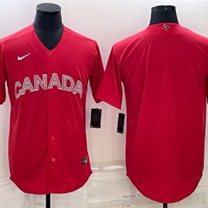 Men Canada Baseball Blank 2023 Red World Baseball Classic Stitched Jersey