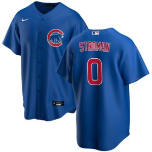 Men Chicago Cubs #0 Marcus Stroman Blue Cool Base Stitched Baseball Jersey