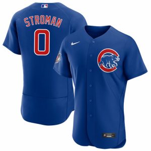 Men Chicago Cubs #0 Marcus Stroman Blue Flex Base Stitched Jersey