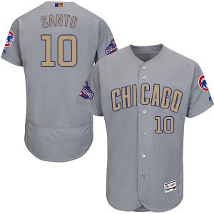 Men Chicago Cubs #10 Ron Santo World Series Champions Gold Program Flexbase Stitched MLB Jersey