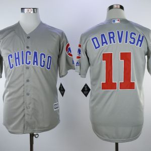 Men Chicago Cubs #11 Yu Darvish Gray Cool Base Stitched MLB Jersey