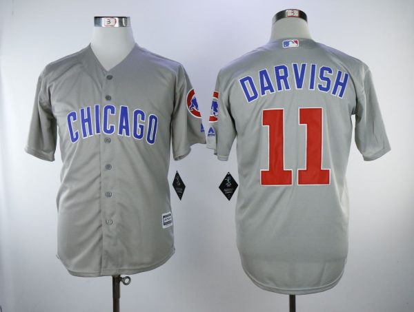 Men Chicago Cubs #11 Yu Darvish Gray Cool Base Stitched MLB Jersey